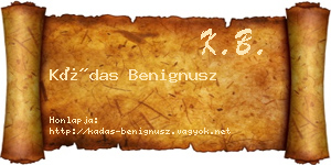 Kádas Benignusz névjegykártya